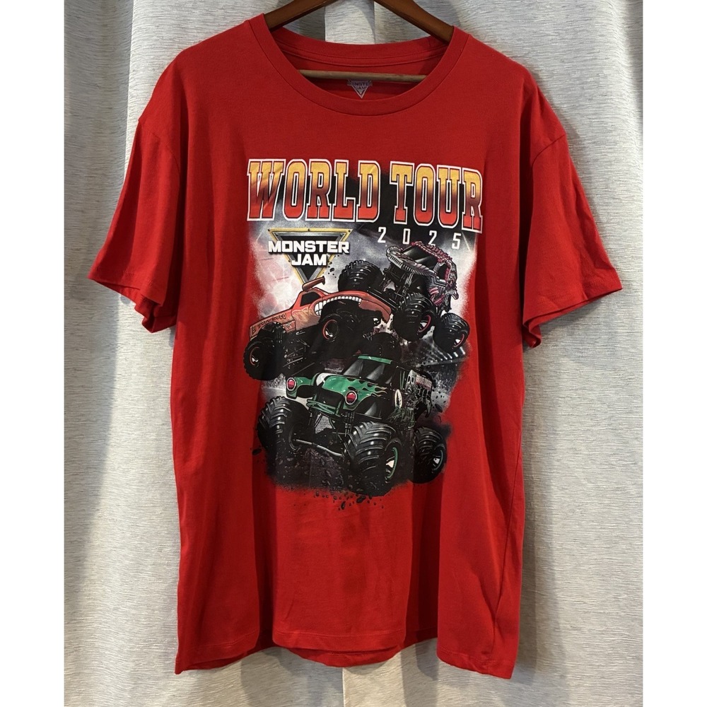 Monster Jam‎ World Tour 2025 Graphic T-Shirt Red Size XL